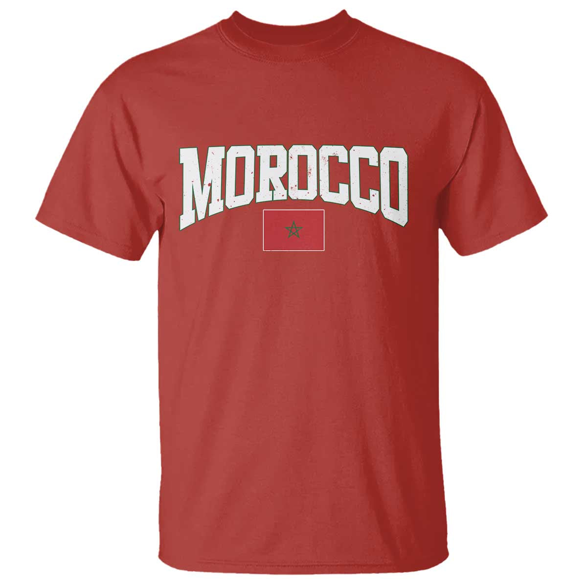 Morocco Football Throwback Design Vintage Moroccan Flag Jersey Style T Shirt TS11 Red Print Your Wear