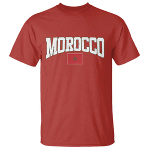 Morocco Football Throwback Design Vintage Moroccan Flag Jersey Style T Shirt TS11 Red Print Your Wear