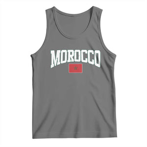 Morocco Football Throwback Design Vintage Moroccan Flag Jersey Style Tank Top TS11 Black Heather Print Your Wear