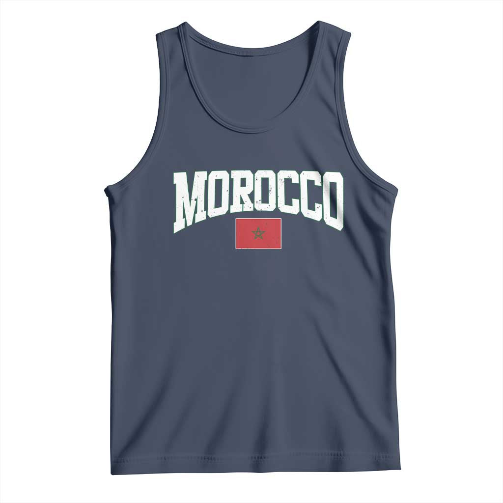 Morocco Football Throwback Design Vintage Moroccan Flag Jersey Style Tank Top TS11 Navy Print Your Wear