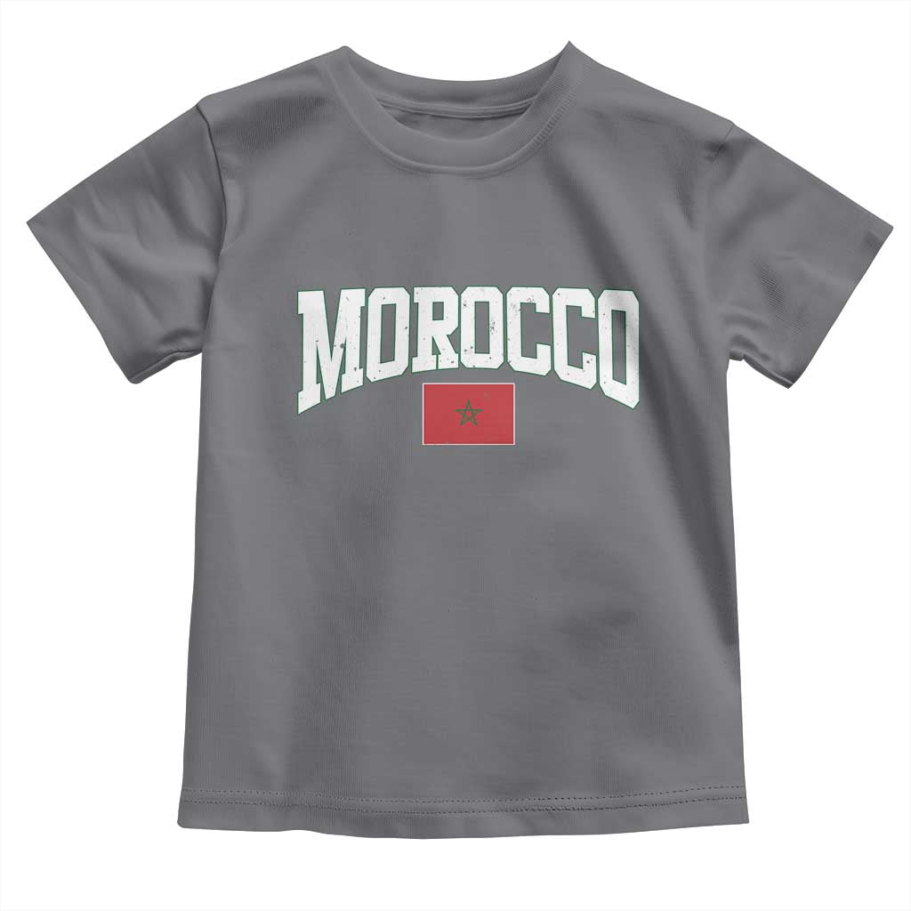 Morocco Football Throwback Design Vintage Moroccan Flag Jersey Style Toddler T Shirt TS11 Charcoal Print Your Wear
