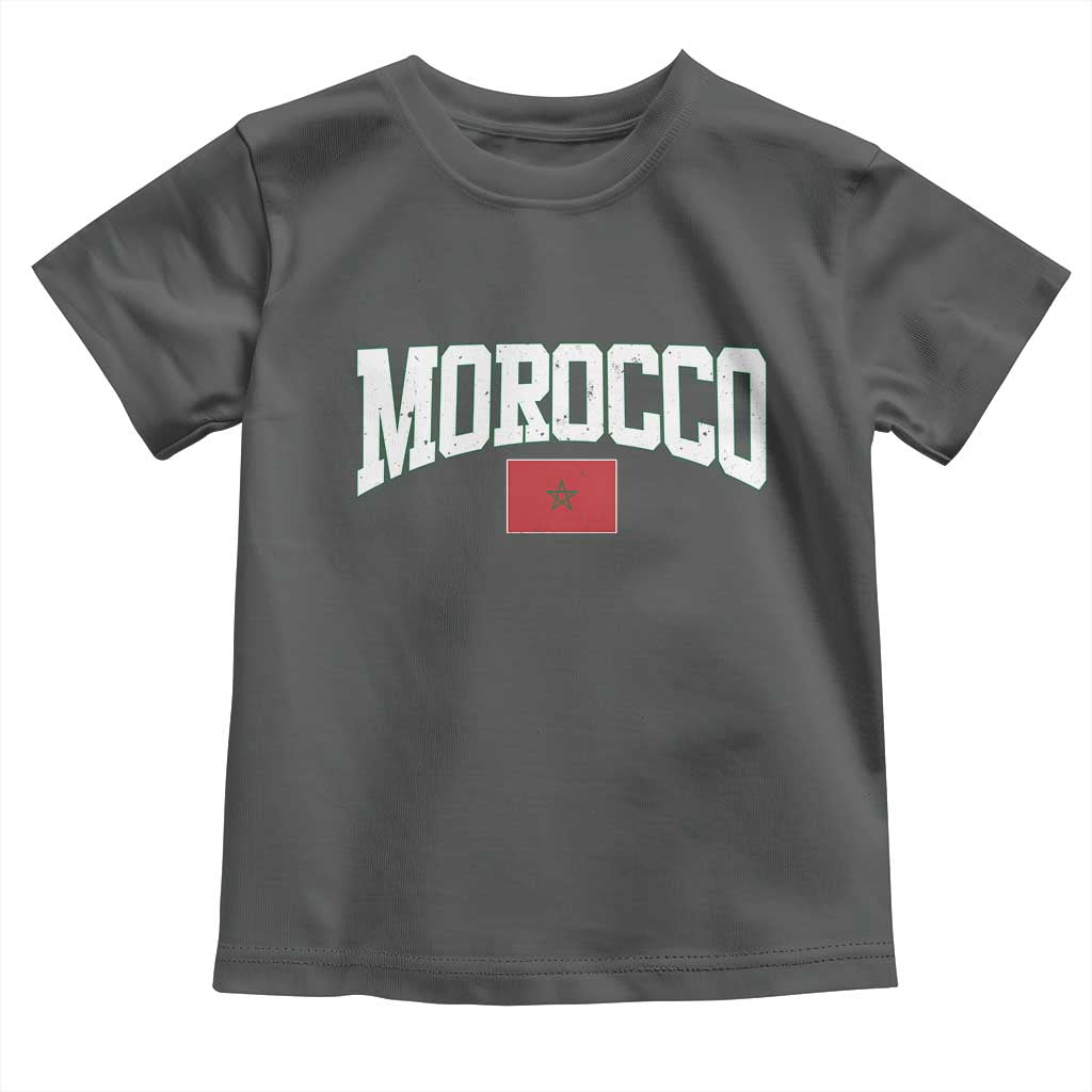 Morocco Football Throwback Design Vintage Moroccan Flag Jersey Style Toddler T Shirt TS11 Dark Heather Print Your Wear