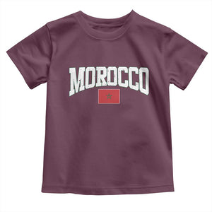 Morocco Football Throwback Design Vintage Moroccan Flag Jersey Style Toddler T Shirt TS11 Maroon Print Your Wear