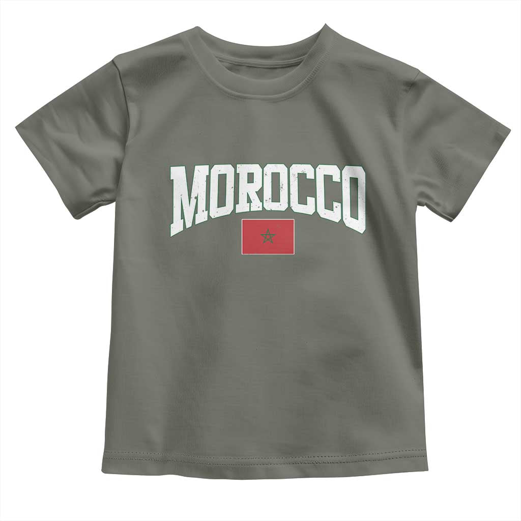 Morocco Football Throwback Design Vintage Moroccan Flag Jersey Style Toddler T Shirt TS11 Military Green Print Your Wear