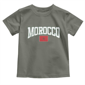Morocco Football Throwback Design Vintage Moroccan Flag Jersey Style Toddler T Shirt TS11 Military Green Print Your Wear