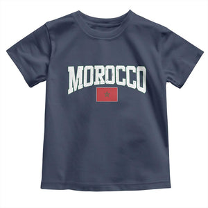 Morocco Football Throwback Design Vintage Moroccan Flag Jersey Style Toddler T Shirt TS11 Navy Print Your Wear