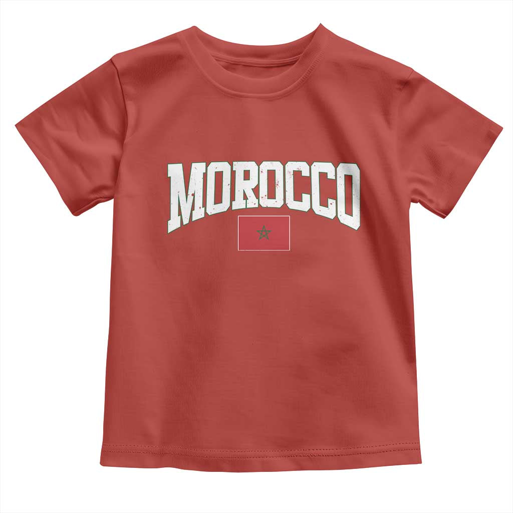 Morocco Football Throwback Design Vintage Moroccan Flag Jersey Style Toddler T Shirt TS11 Red Print Your Wear