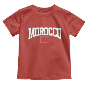 Morocco Football Throwback Design Vintage Moroccan Flag Jersey Style Toddler T Shirt TS11 Red Print Your Wear