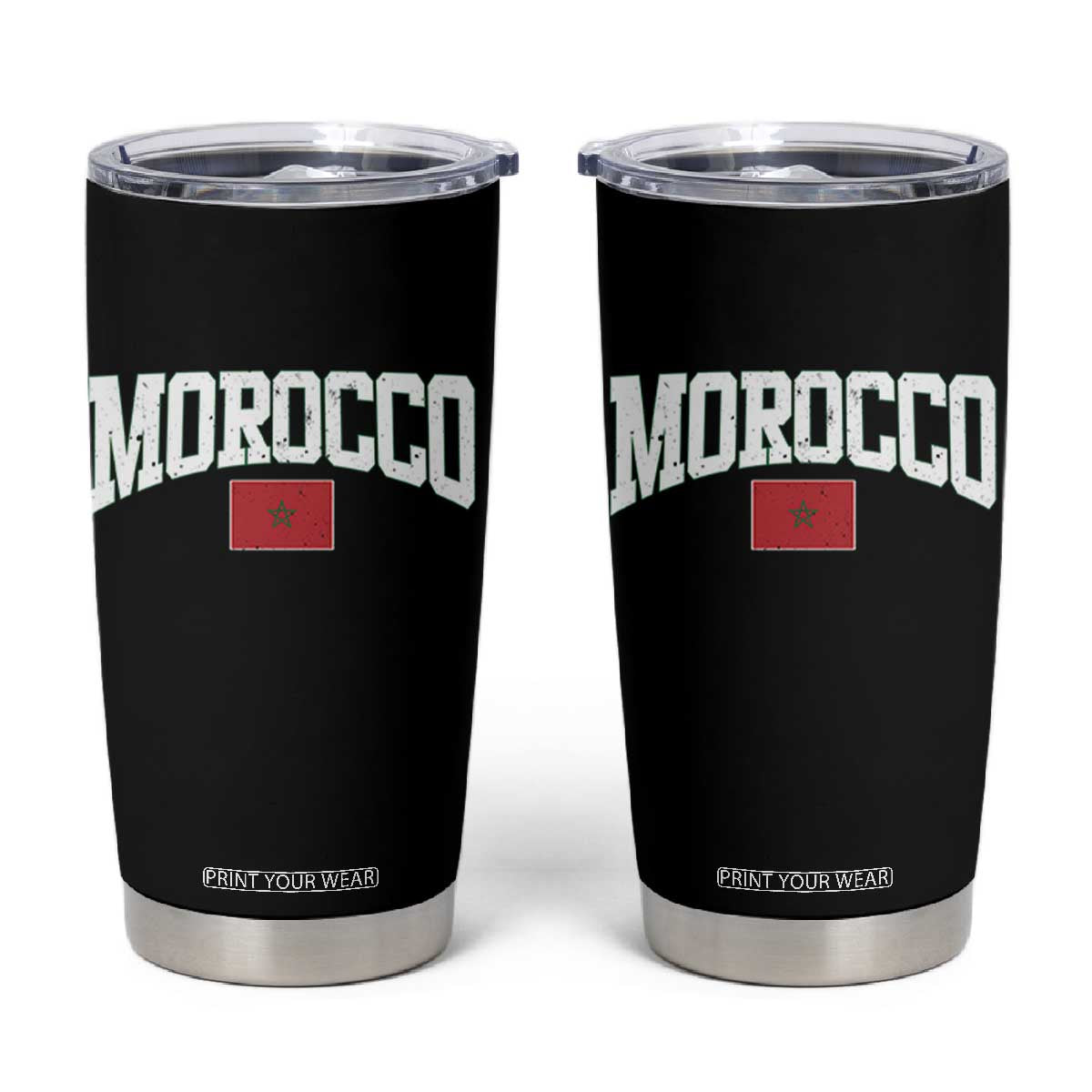 Morocco Football Throwback Design Vintage Moroccan Flag Jersey Style Tumbler Cup TS11 Black Print Your Wear