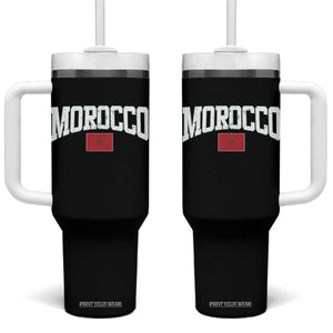 Morocco Football Throwback Design Vintage Moroccan Flag Jersey Style Tumbler With Handle TS11 One Size: 40 oz Black Print Your Wear