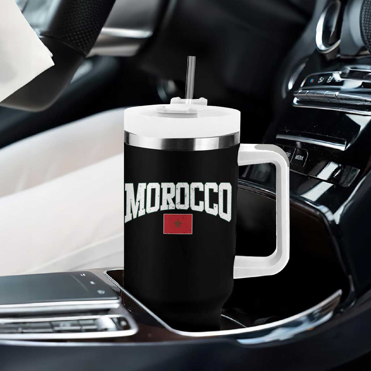 Morocco Football Throwback Design Vintage Moroccan Flag Jersey Style Tumbler With Handle TS11 Print Your Wear
