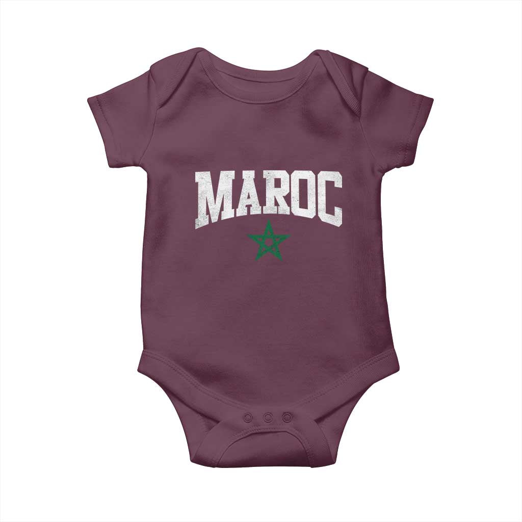 Morocco Maroc Pride Baby Onesie Moroccan Heritage Vintage Green Star TS11 Maroon Print Your Wear