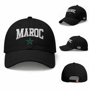 Morocco Maroc Pride Baseball Cap Moroccan Heritage Vintage Green Star TS11 Baseball Cap Universal Fit Black Print Your Wear