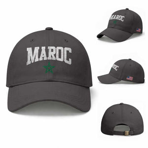 Morocco Maroc Pride Baseball Cap Moroccan Heritage Vintage Green Star TS11 Baseball Cap Universal Fit Dark Gray Print Your Wear