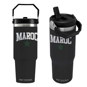 Morocco Maroc Pride Flip Straw Tumbler Moroccan Heritage Vintage Green Star TS11 One Size: 30 oz Black Print Your Wear