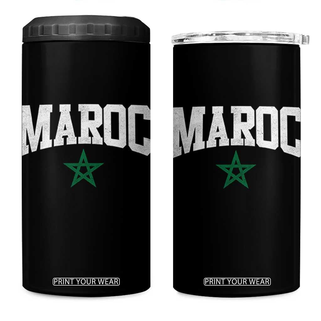 Morocco Maroc Pride 4 in 1 Can Cooler Tumbler Moroccan Heritage Vintage Green Star TS11 One Size: 16 oz Black Print Your Wear