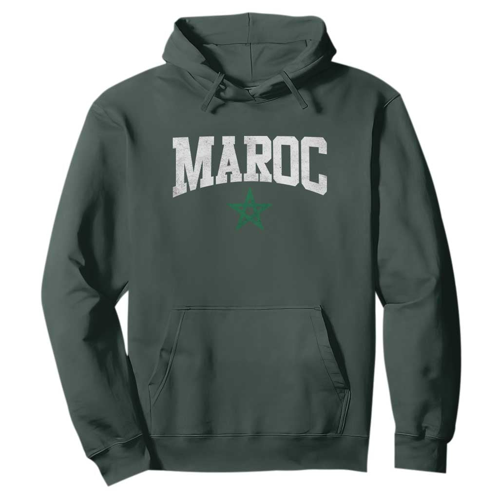 Morocco Maroc Pride Hoodie Moroccan Heritage Vintage Green Star TS11 Dark Forest Green Print Your Wear