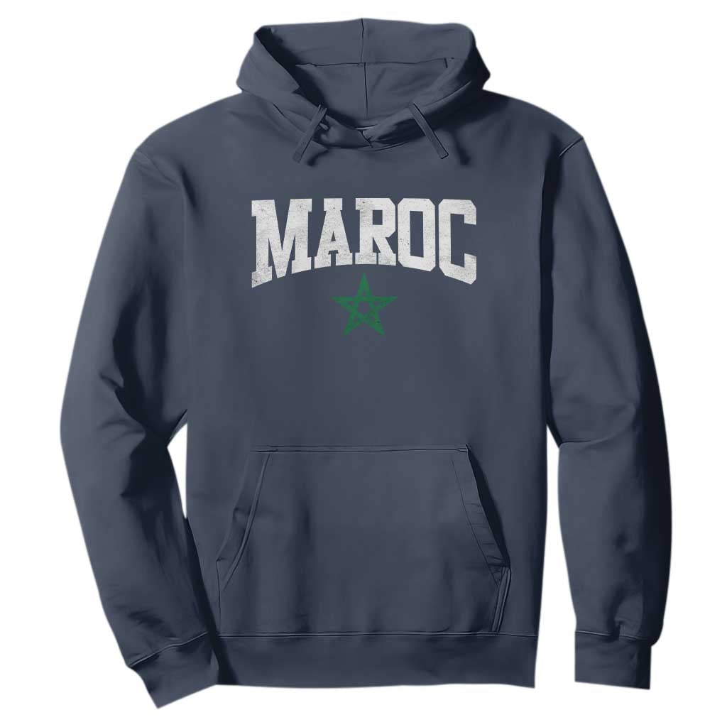 Morocco Maroc Pride Hoodie Moroccan Heritage Vintage Green Star TS11 Navy Print Your Wear