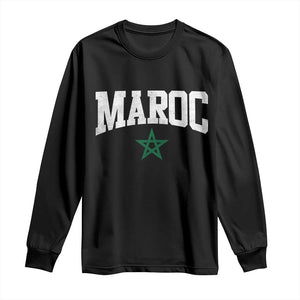 Morocco Maroc Pride Long Sleeve Shirt Moroccan Heritage Vintage Green Star TS11 Black Print Your Wear