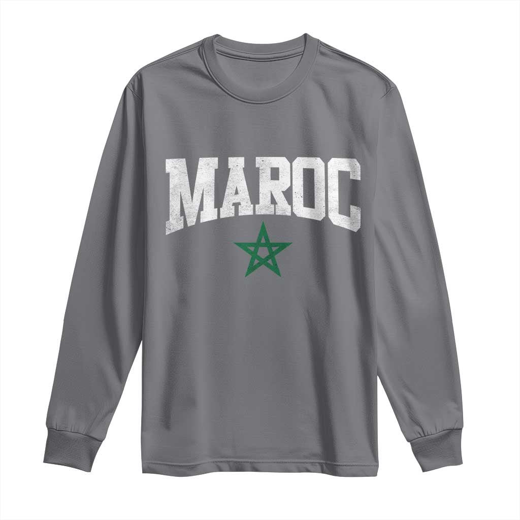 Morocco Maroc Pride Long Sleeve Shirt Moroccan Heritage Vintage Green Star TS11 Charcoal Print Your Wear
