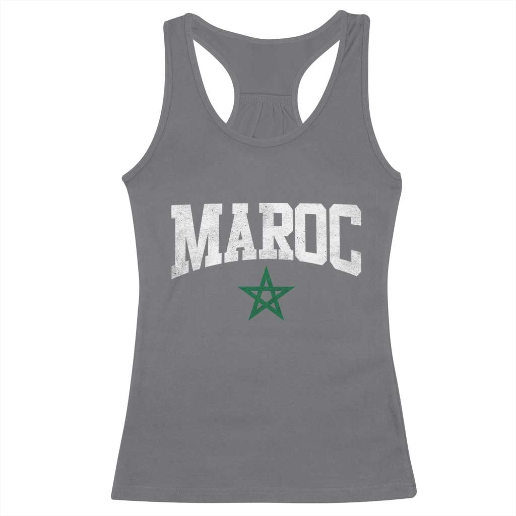 Morocco Maroc Pride Racerback Tank Top Moroccan Heritage Vintage Green Star TS11 Charcoal Print Your Wear