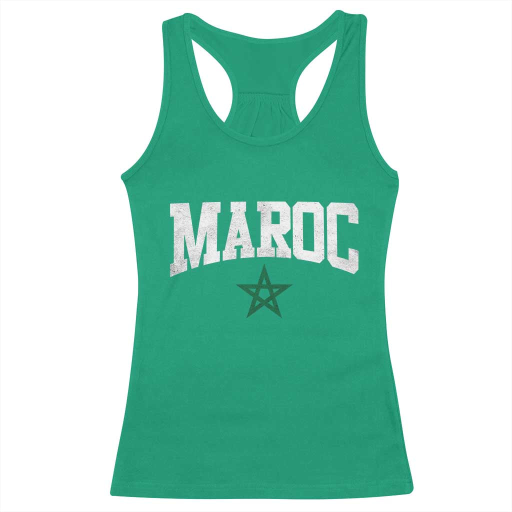 Morocco Maroc Pride Racerback Tank Top Moroccan Heritage Vintage Green Star TS11 Irish Green Print Your Wear