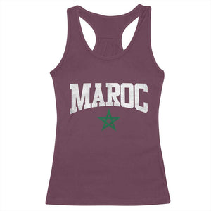 Morocco Maroc Pride Racerback Tank Top Moroccan Heritage Vintage Green Star TS11 Maroon Print Your Wear