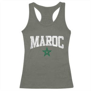 Morocco Maroc Pride Racerback Tank Top Moroccan Heritage Vintage Green Star TS11 Military Green Print Your Wear