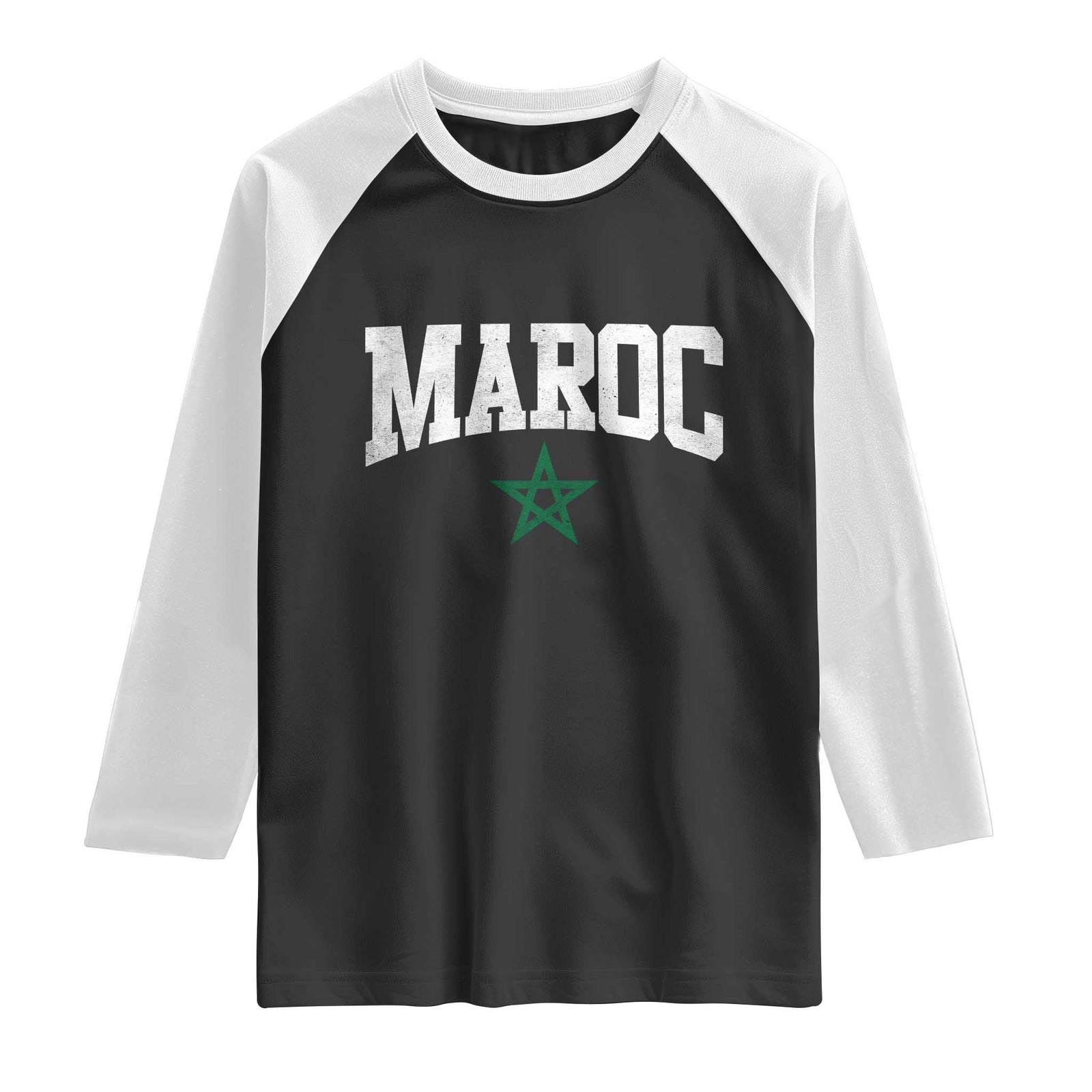 Morocco Maroc Pride Raglan Shirt Moroccan Heritage Vintage Green Star TS11 Black White Print Your Wear