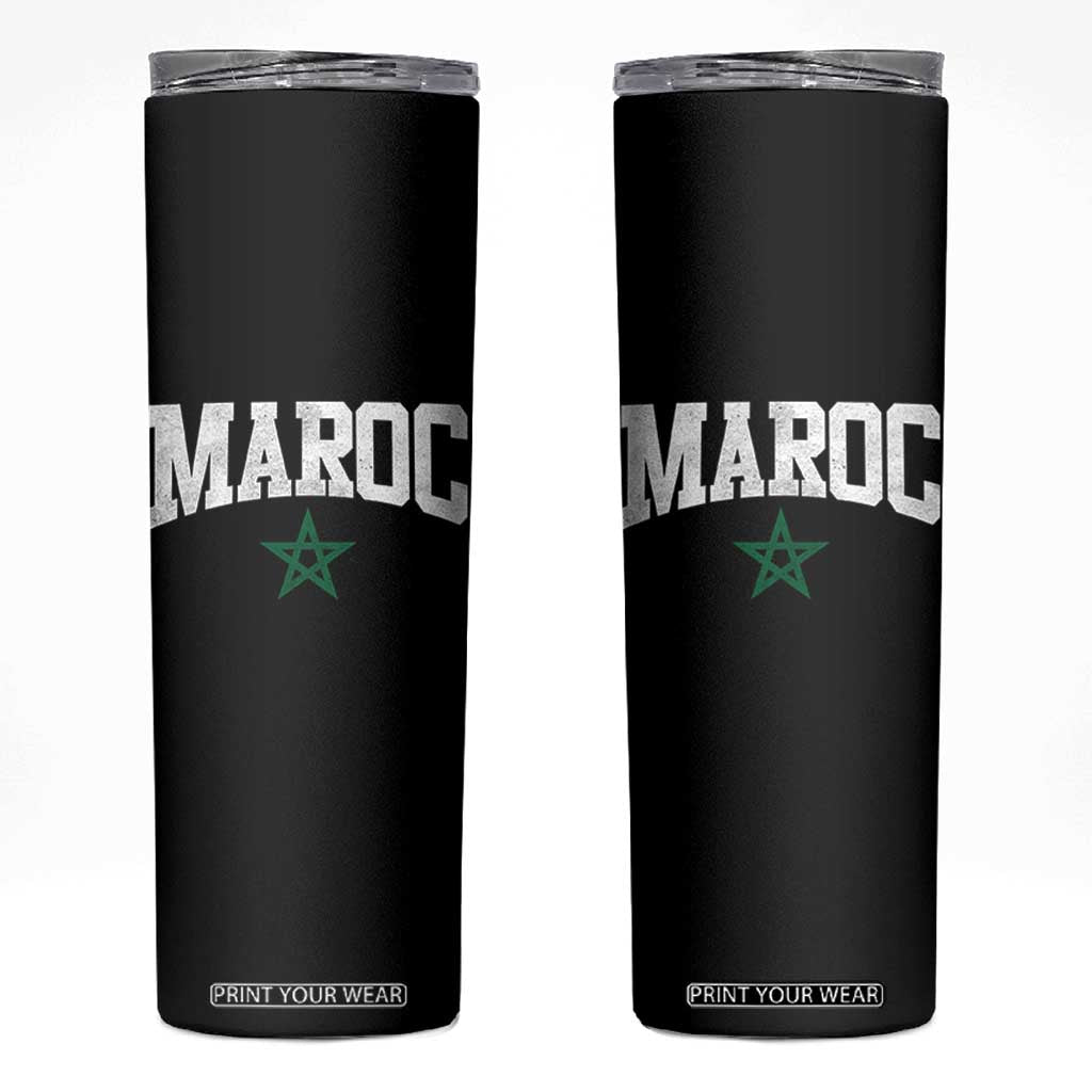 Morocco Maroc Pride Skinny Tumbler Moroccan Heritage Vintage Green Star TS11 Black Print Your Wear