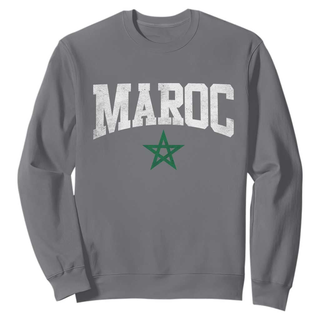 Morocco Maroc Pride Sweatshirt Moroccan Heritage Vintage Green Star TS11 Charcoal Print Your Wear