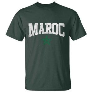 Morocco Maroc Pride T Shirt Moroccan Heritage Vintage Green Star TS11 Dark Forest Green Print Your Wear