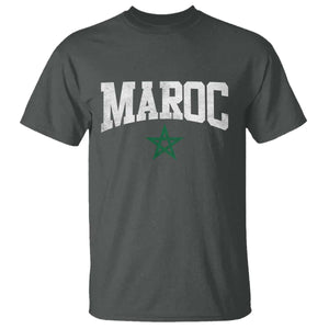 Morocco Maroc Pride T Shirt Moroccan Heritage Vintage Green Star TS11 Dark Heather Print Your Wear