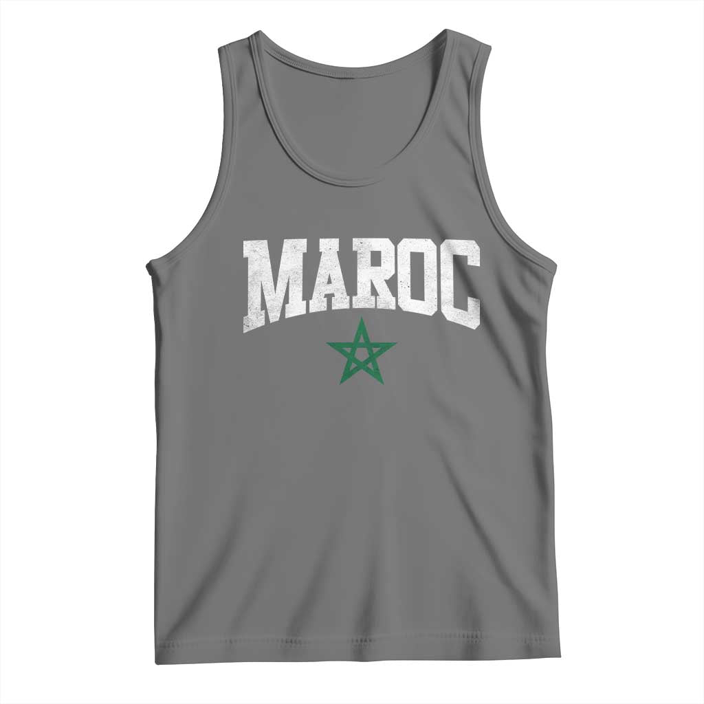 Morocco Maroc Pride Tank Top Moroccan Heritage Vintage Green Star TS11 Black Heather Print Your Wear