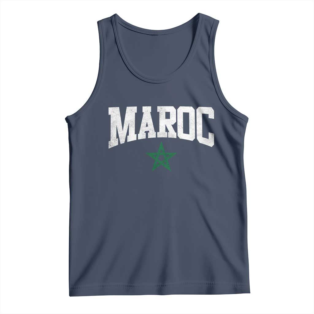 Morocco Maroc Pride Tank Top Moroccan Heritage Vintage Green Star TS11 Navy Print Your Wear