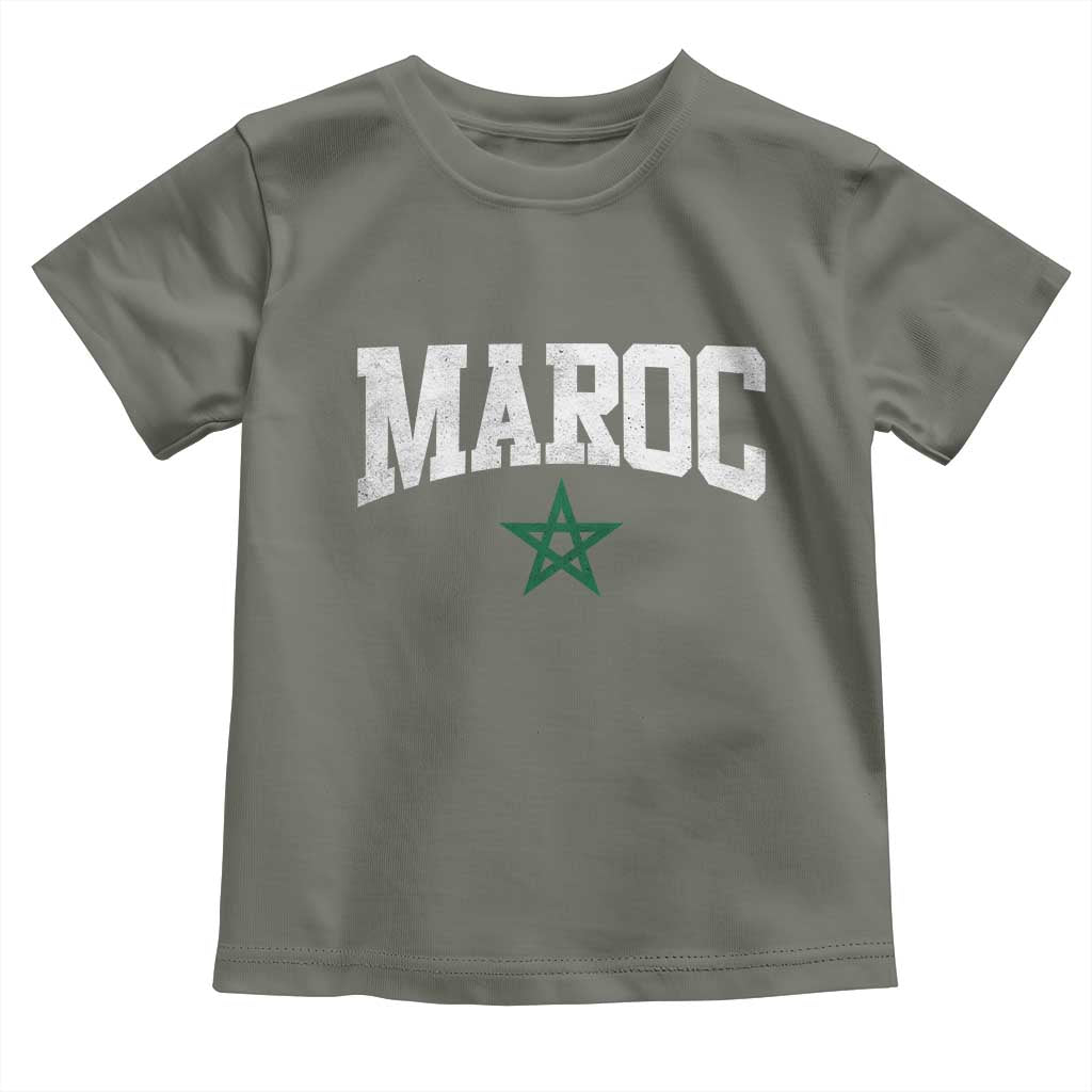Morocco Maroc Pride Toddler T Shirt Moroccan Heritage Vintage Green Star TS11 Military Green Print Your Wear