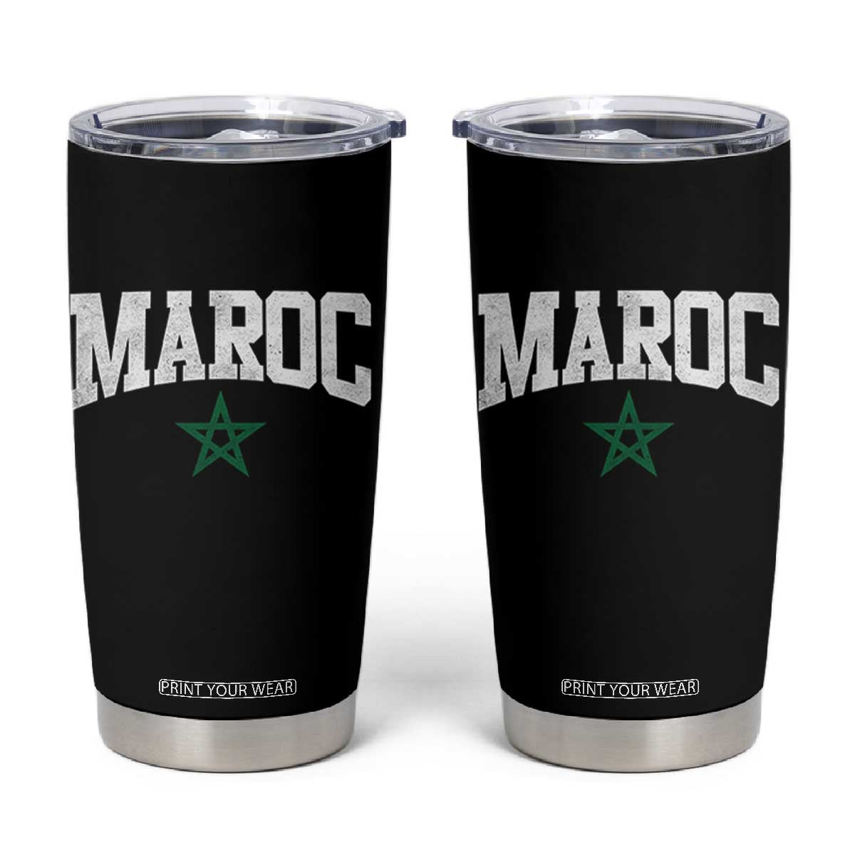 Morocco Maroc Pride Tumbler Cup Moroccan Heritage Vintage Green Star TS11 Black Print Your Wear