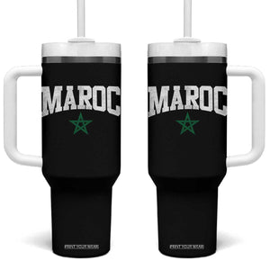 Morocco Maroc Pride Tumbler With Handle Moroccan Heritage Vintage Green Star TS11 One Size: 40 oz Black Print Your Wear