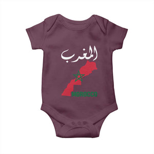 Proud Moroccan Vintage Marocco Map with Arabic Characters Baby Onesie TS11 Maroon Print Your Wear
