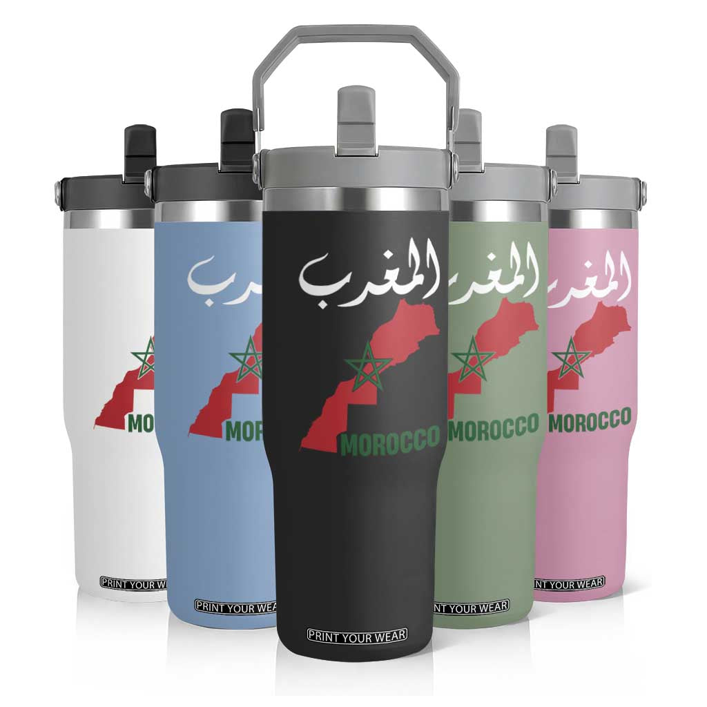Proud Moroccan Vintage Marocco Map with Arabic Characters Flip Straw Tumbler TS11 Print Your Wear