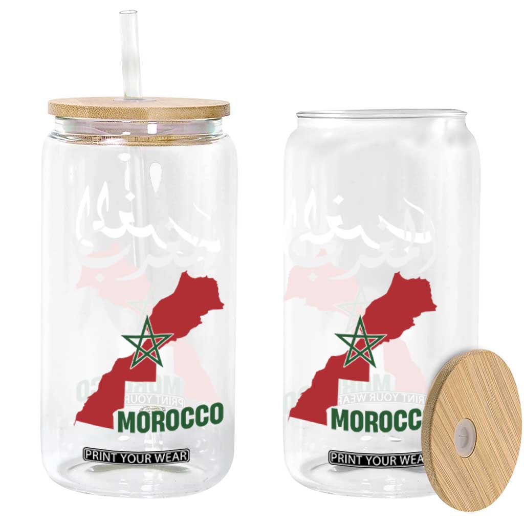 Proud Moroccan Vintage Marocco Map with Arabic Characters Glass Can TS11 Print Your Wear