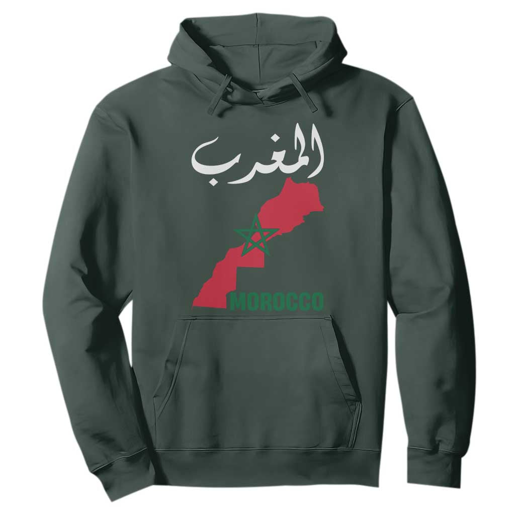 Proud Moroccan Vintage Marocco Map with Arabic Characters Hoodie TS11 Dark Forest Green Print Your Wear