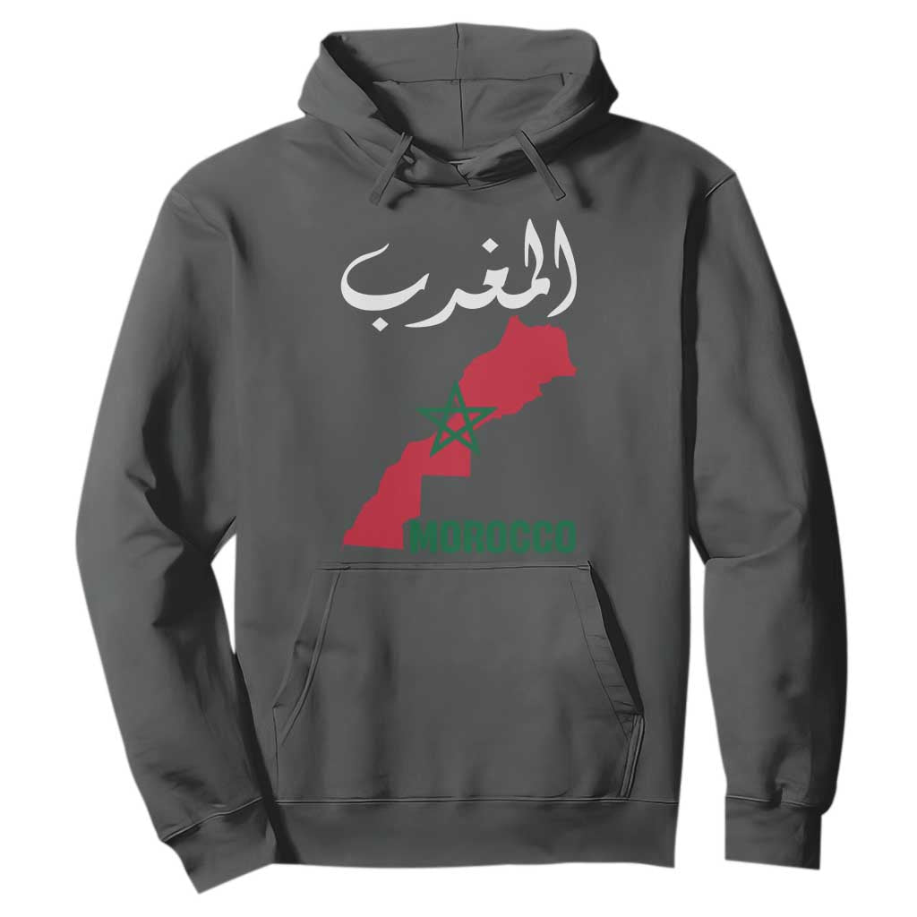 Proud Moroccan Vintage Marocco Map with Arabic Characters Hoodie TS11 Dark Heather Print Your Wear