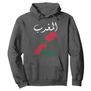 Proud Moroccan Vintage Marocco Map with Arabic Characters Hoodie TS11 Dark Heather Print Your Wear