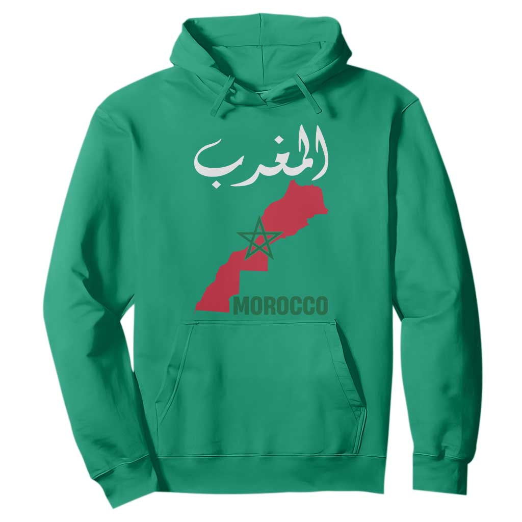 Proud Moroccan Vintage Marocco Map with Arabic Characters Hoodie TS11 Irish Green Print Your Wear