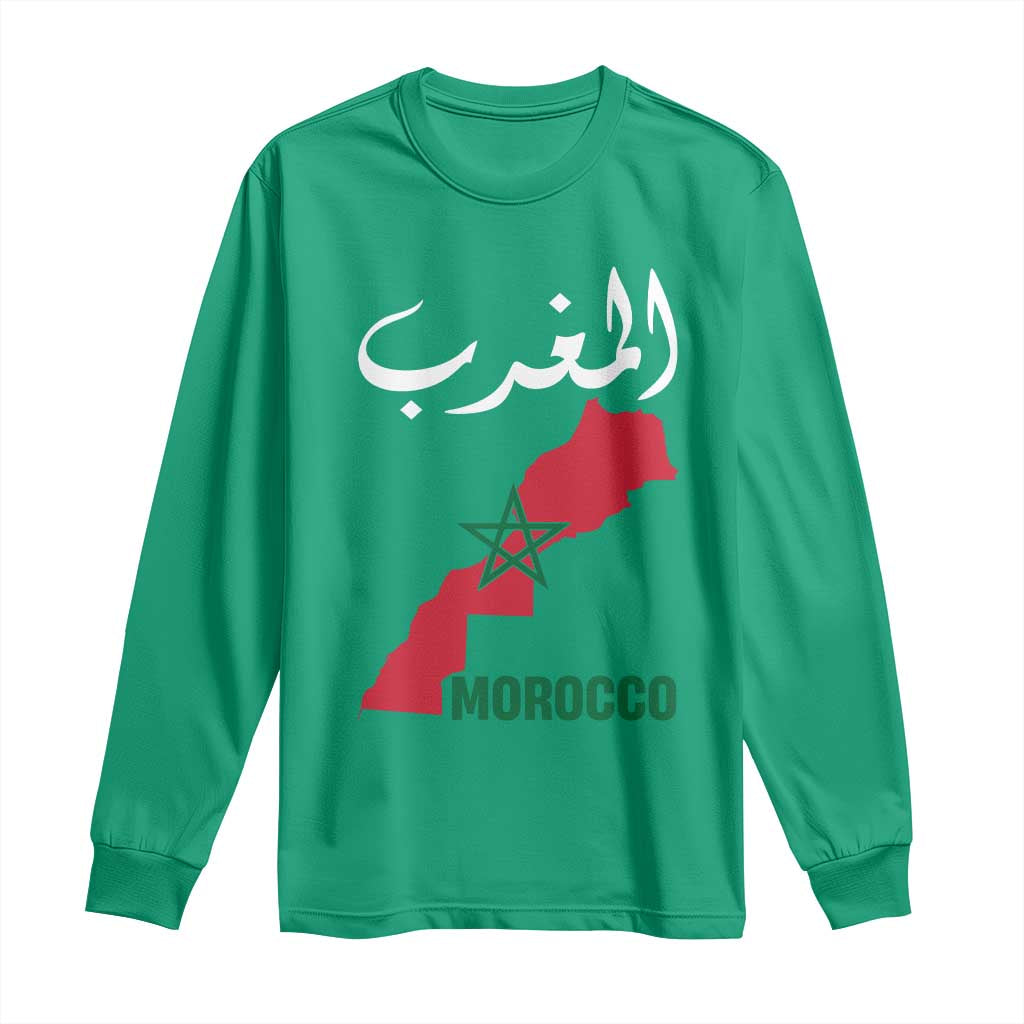 Proud Moroccan Vintage Marocco Map with Arabic Characters Long Sleeve Shirt TS11 Irish Green Print Your Wear