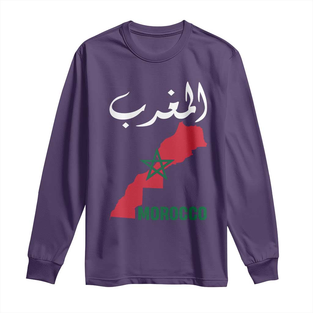 Proud Moroccan Vintage Marocco Map with Arabic Characters Long Sleeve Shirt TS11 Purple Print Your Wear