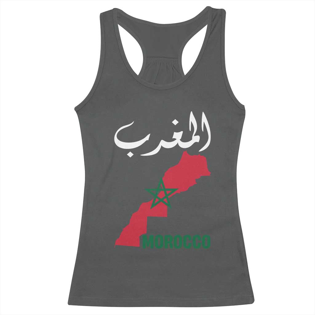 Proud Moroccan Vintage Marocco Map with Arabic Characters Racerback Tank Top TS11 Dark Heather Print Your Wear