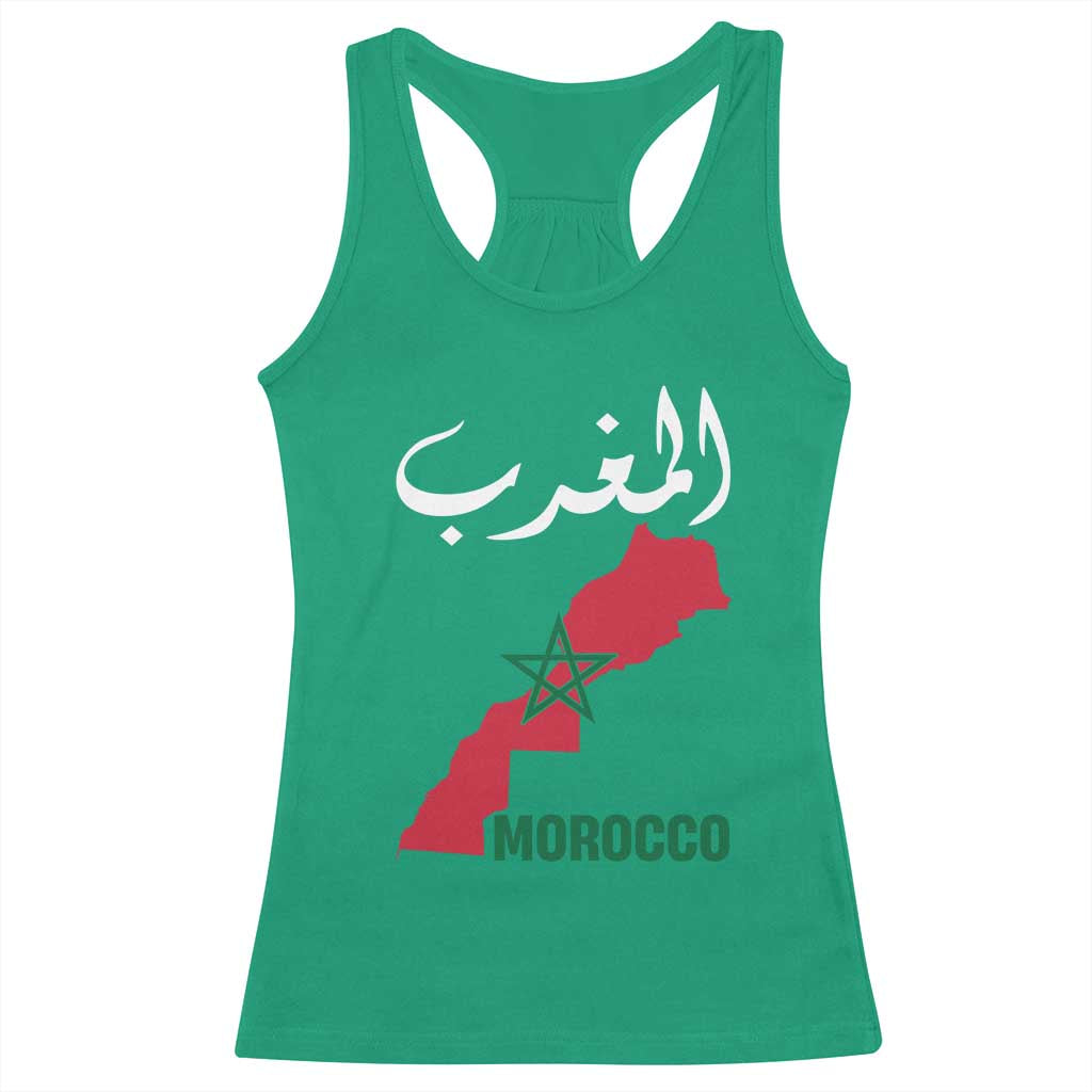 Proud Moroccan Vintage Marocco Map with Arabic Characters Racerback Tank Top TS11 Irish Green Print Your Wear