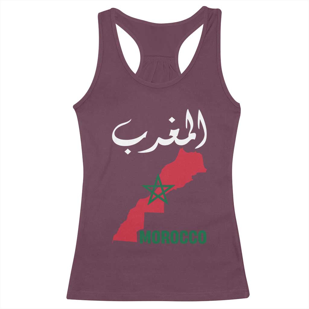 Proud Moroccan Vintage Marocco Map with Arabic Characters Racerback Tank Top TS11 Maroon Print Your Wear